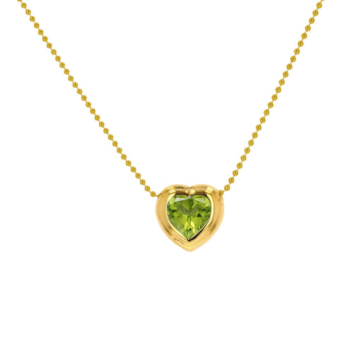 Heart Double Bezel Bead Chain Necklace