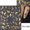 3D Golden Wave Line Nail Sticker Marble Blue Geometry Abstract Flowers Nail Art Sliders Decals Foils Manicure Decorations CHTH