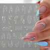 3D Golden Wave Line Nail Sticker Marble Blue Geometry Abstract Flowers Nail Art Sliders Decals Foils Manicure Decorations CHTH