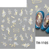 3D Golden Wave Line Nail Sticker Marble Blue Geometry Abstract Flowers Nail Art Sliders Decals Foils Manicure Decorations CHTH