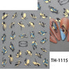 3D Golden Wave Line Nail Sticker Marble Blue Geometry Abstract Flowers Nail Art Sliders Decals Foils Manicure Decorations CHTH