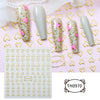 3D Golden Wave Line Nail Sticker Marble Blue Geometry Abstract Flowers Nail Art Sliders Decals Foils Manicure Decorations CHTH