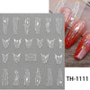 3D Golden Wave Line Nail Sticker Marble Blue Geometry Abstract Flowers Nail Art Sliders Decals Foils Manicure Decorations CHTH