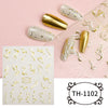 3D Golden Wave Line Nail Sticker Marble Blue Geometry Abstract Flowers Nail Art Sliders Decals Foils Manicure Decorations CHTH