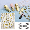 3D Golden Wave Line Nail Sticker Marble Blue Geometry Abstract Flowers Nail Art Sliders Decals Foils Manicure Decorations CHTH