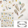3D Golden Wave Line Nail Sticker Marble Blue Geometry Abstract Flowers Nail Art Sliders Decals Foils Manicure Decorations CHTH