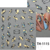 3D Golden Wave Line Nail Sticker Marble Blue Geometry Abstract Flowers Nail Art Sliders Decals Foils Manicure Decorations CHTH