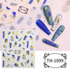 3D Golden Wave Line Nail Sticker Marble Blue Geometry Abstract Flowers Nail Art Sliders Decals Foils Manicure Decorations CHTH