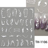 3D Golden Wave Line Nail Sticker Marble Blue Geometry Abstract Flowers Nail Art Sliders Decals Foils Manicure Decorations CHTH