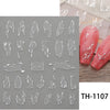 3D Golden Wave Line Nail Sticker Marble Blue Geometry Abstract Flowers Nail Art Sliders Decals Foils Manicure Decorations CHTH
