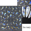 3D Golden Wave Line Nail Sticker Marble Blue Geometry Abstract Flowers Nail Art Sliders Decals Foils Manicure Decorations CHTH