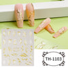 3D Golden Wave Line Nail Sticker Marble Blue Geometry Abstract Flowers Nail Art Sliders Decals Foils Manicure Decorations CHTH