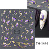 3D Golden Wave Line Nail Sticker Marble Blue Geometry Abstract Flowers Nail Art Sliders Decals Foils Manicure Decorations CHTH