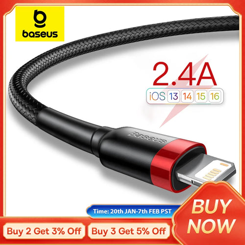 Baseus USB Cable for iPhone14 13 12 11 Pro Max Xs X 8 Plus Cable 2.4A Fast Charging Cable for iPhone Charger Cable USB Data Line
