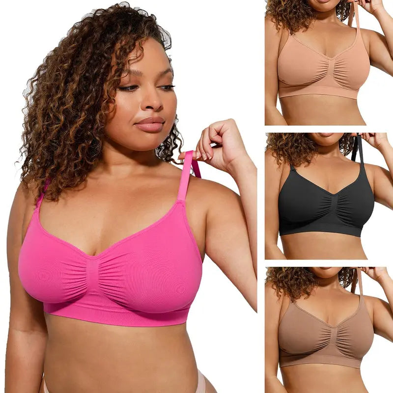 FeelinGirl Women's Wireless Bra Comfort Bralettes No Underwire Unlined Cami Bra Seamless Tshirt Bras Sports Bra Bralette Basic Comfortable Fit Womenswear Everyday Up to 44DD Springtok SpringStatements