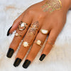 13 Pcs/set Bohemian Vintage Gems Crown Star Moon Exquisite Joint Ring