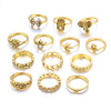 13 Pcs/set Bohemian Vintage Gems Crown Star Moon Exquisite Joint Ring