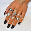 13 Pcs/set Bohemian Vintage Gems Crown Star Moon Exquisite Joint Ring