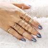 13 Pcs/set Bohemian Vintage Gems Crown Star Moon Exquisite Joint Ring