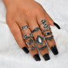 13 Pcs/set Bohemian Vintage Gems Crown Star Moon Exquisite Joint Ring