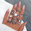 13 Pcs/set Bohemian Vintage Gems Crown Star Moon Exquisite Joint Ring