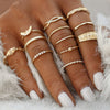13 Pcs/set Bohemian Vintage Gems Crown Star Moon Exquisite Joint Ring