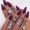 13 Pcs/set Bohemian Vintage Gems Crown Star Moon Exquisite Joint Ring