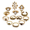 13 Pcs/set Bohemian Vintage Gems Crown Star Moon Exquisite Joint Ring