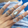 13 Pcs/set Bohemian Vintage Gems Crown Star Moon Exquisite Joint Ring