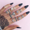 13 Pcs/set Bohemian Vintage Gems Crown Star Moon Exquisite Joint Ring