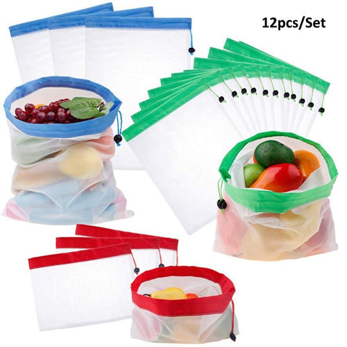FIN - Reusable Mesh Produce Shopping Bag Organizer