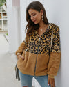 Leopard Zip-Up Patchwork Hooded Coat(5 Colors)