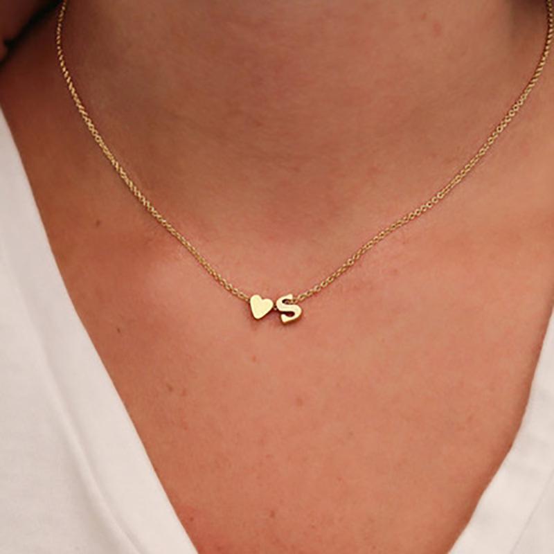 new - Heart Shaped Letter Necklace