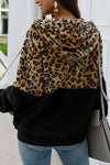 Leopard Zip-Up Patchwork Hooded Coat(5 Colors)