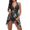 Women Summer Irregular Padded Swimwear Print Halter Swimming Dress Beach Wear Two Piece Swimsuit Bathing Suit Plus Size Tankini