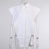 TWOTWINSTYLE Sexy Party Shirt For Women Lapel Sleevelesss Hollow Out Loose Oversized Novelty Top Shirts Female 2021 Summer New