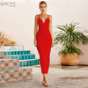 Adyce New Summer Women White Bodycon Bandage Dress Sexy V Neck Spaghetti Strap Club Celebrity Evening Runway Party Maxi Dresses