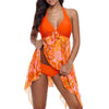 Women Summer Irregular Padded Swimwear Print Halter Swimming Dress Beach Wear Two Piece Swimsuit Bathing Suit Plus Size Tankini
