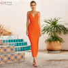 Adyce New Summer Women White Bodycon Bandage Dress Sexy V Neck Spaghetti Strap Club Celebrity Evening Runway Party Maxi Dresses