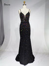 BLACK SEXY V-NECK LADIES' EVENING DRESSES SPRING AND SUMMER STYLES LUXURY EVENING DRESSES 2023