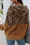 Leopard Zip-Up Patchwork Hooded Coat(5 Colors)