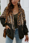 Leopard Zip-Up Patchwork Hooded Coat(5 Colors)