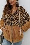 Leopard Zip-Up Patchwork Hooded Coat(5 Colors)