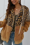 Leopard Zip-Up Patchwork Hooded Coat(5 Colors)