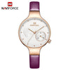 NAVIFORCE Women Fashion Blue Quartz Watch Lady Leather Watchband High Quality Casual Waterproof Wristwatch Gift for Wife 2019