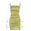 2020 Women Summer Sexy Elegant Satin Slip Bodycon Dress Female Backless Wrap Party Club Mini spaghetti strap Dresses Outfits