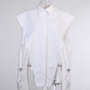 TWOTWINSTYLE Sexy Party Shirt For Women Lapel Sleevelesss Hollow Out Loose Oversized Novelty Top Shirts Female 2021 Summer New