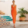 Adyce New Summer Women White Bodycon Bandage Dress Sexy V Neck Spaghetti Strap Club Celebrity Evening Runway Party Maxi Dresses