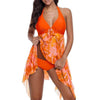 Women Summer Irregular Padded Swimwear Print Halter Swimming Dress Beach Wear Two Piece Swimsuit Bathing Suit Plus Size Tankini