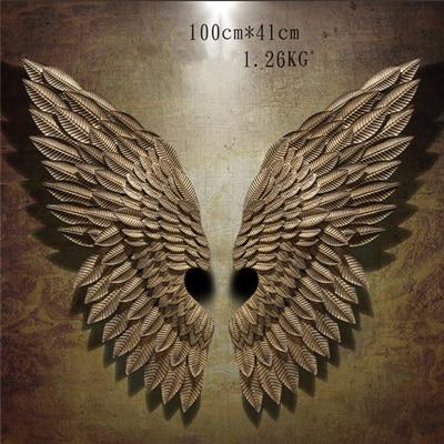Free shipping Creative  Abstract Wing Wall Sculpture Decoration Figurine Decorative Metal Wing Statue TV Background Xmas Gift